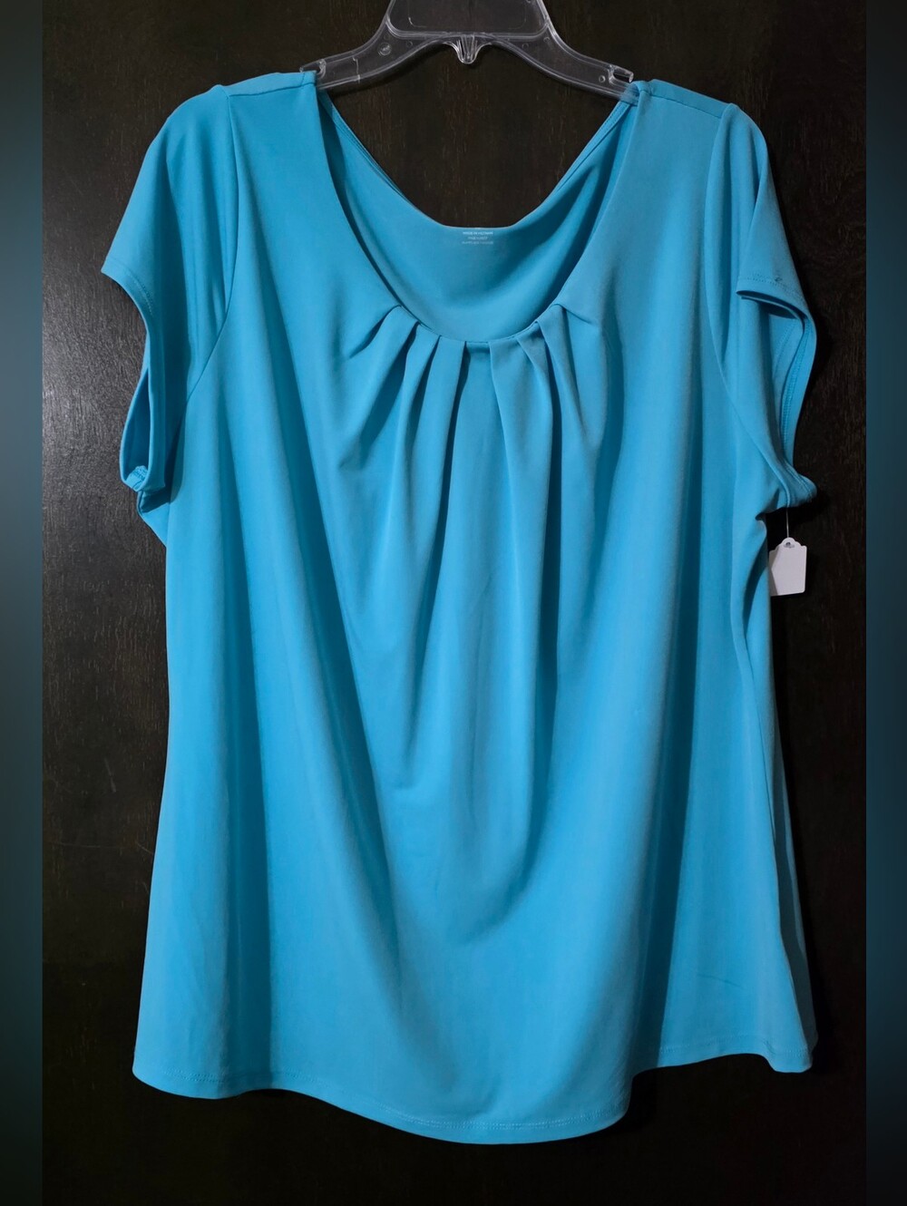 Worthington Woman Teal Pleated Cap Sleeves Scoop Neck Blouse Women's Size 2X